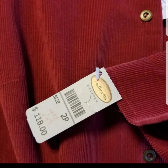 TALBOTS Shirt Dress Corduroy Cotton Red Carmine Size 2 Petites - Picture 7 of 7